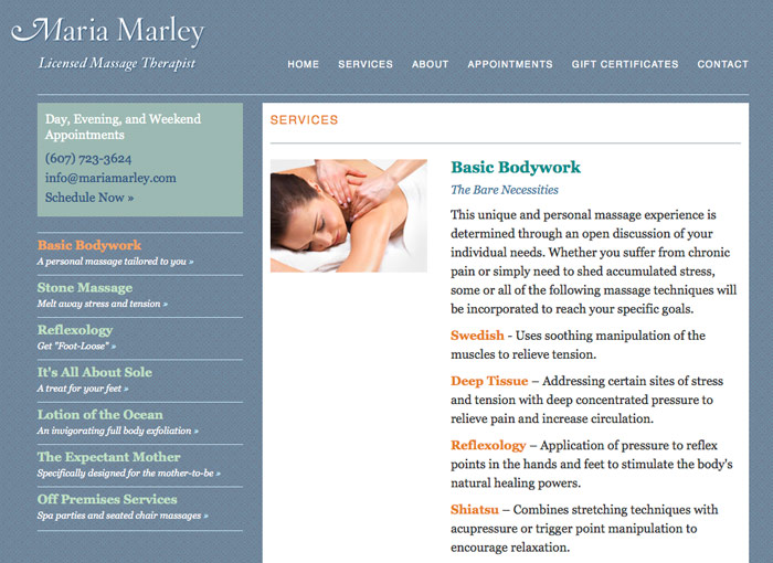 Maria Marley Massage Web Site