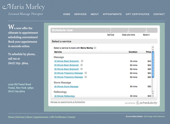 Maria Marley Massage Web Site